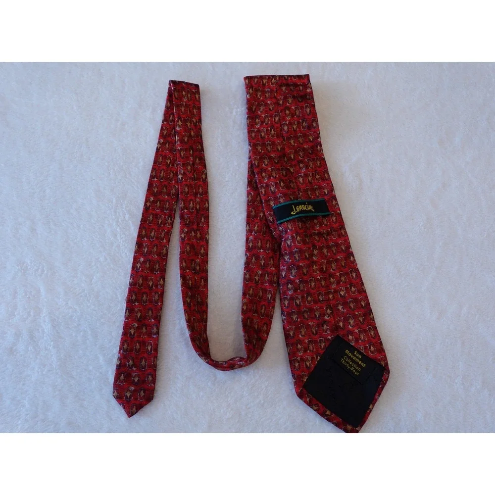 Jerry Garcia 2003 Sun Movement Collection 34 Neck Tie 100% Silk Vtg Dead‎ Red